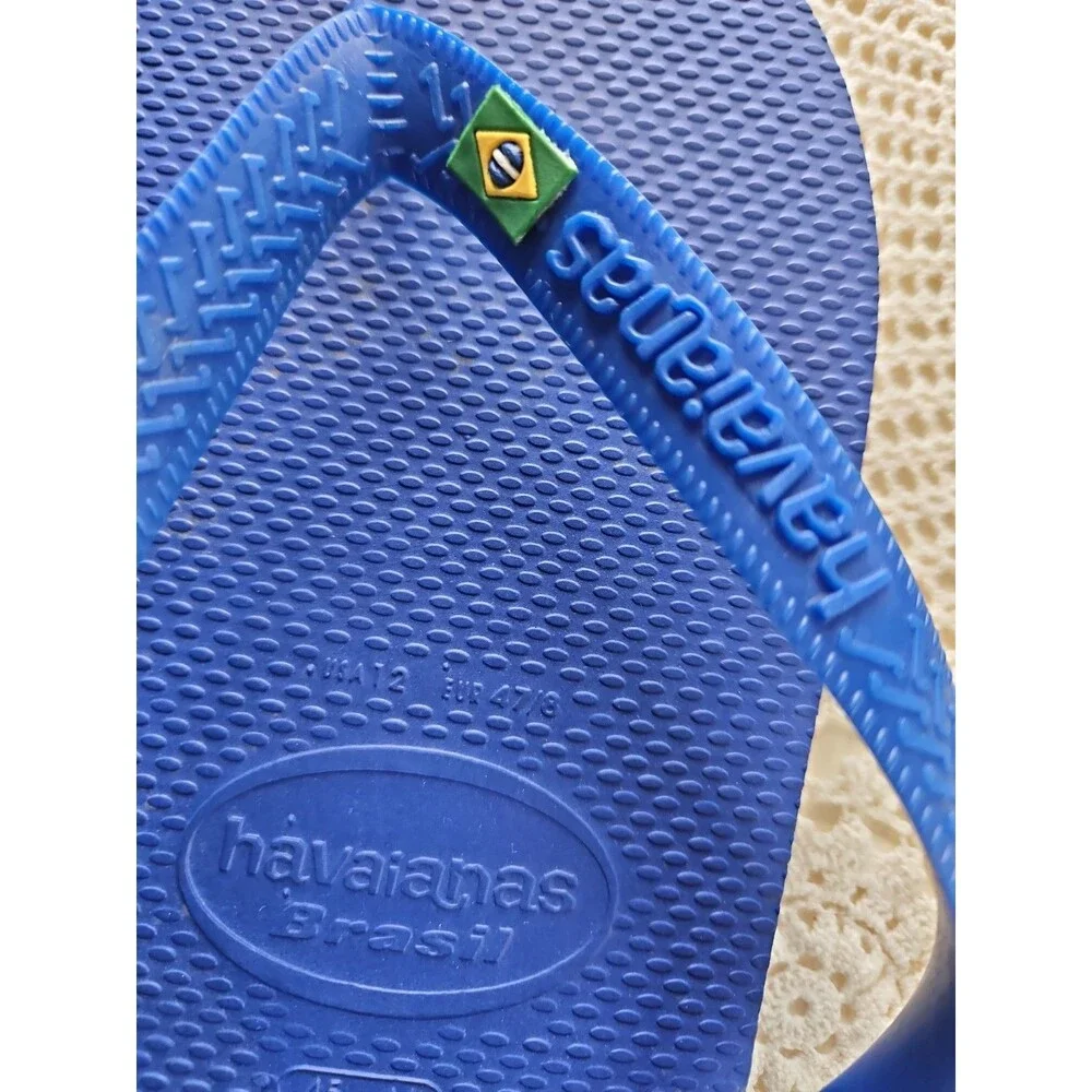 HAVAIANAS FLIP FLOPS BRAZIL LOGO BEACH SANDALS SZ 12